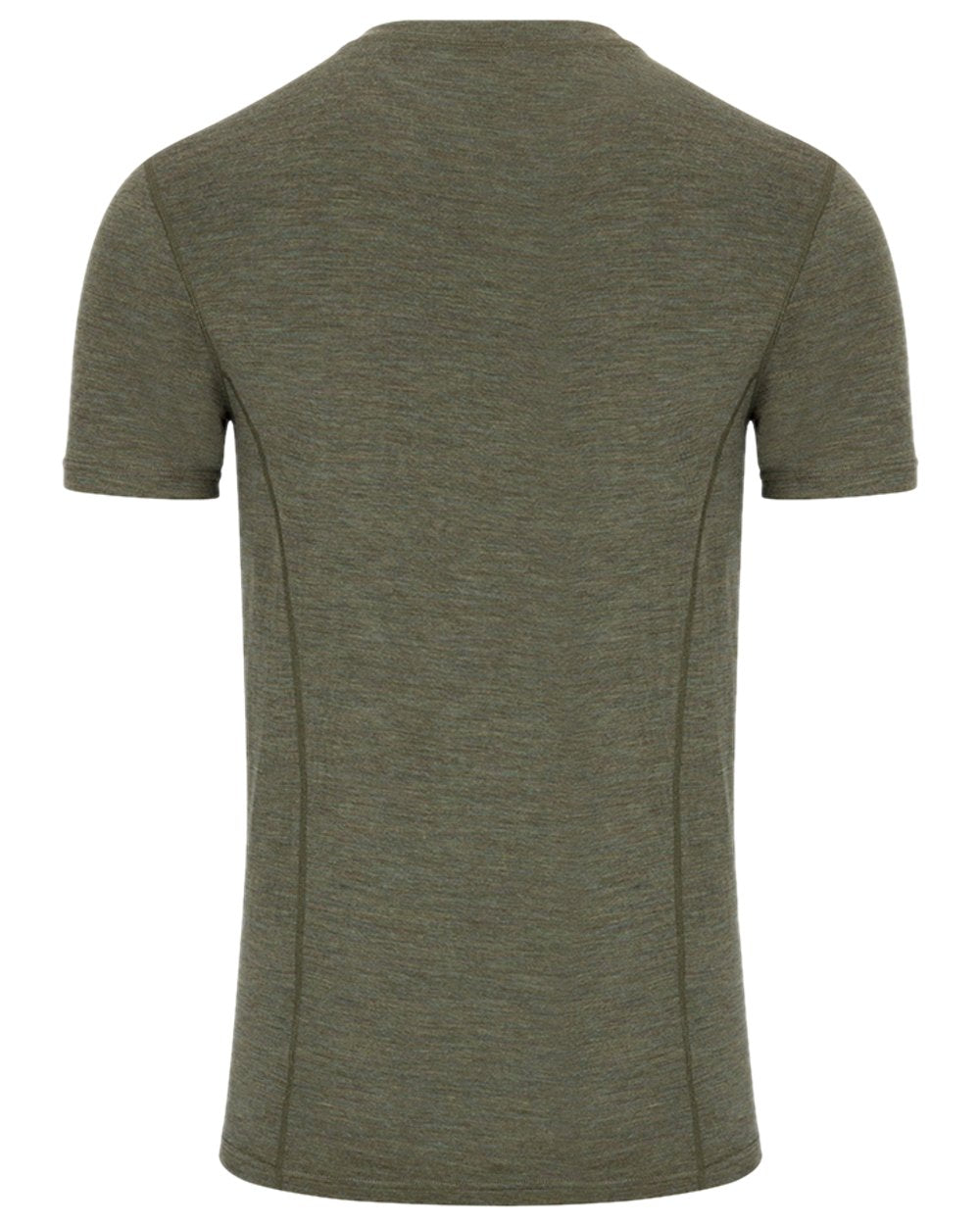 Green Coloured Hoggs of Fife 100% Merino Wool Short Sleeve Crew Neck Base Layer on white background 