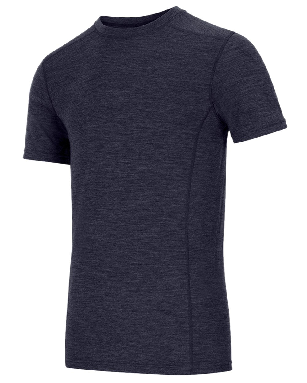 Navy Coloured Hoggs of Fife 100% Merino Wool Short Sleeve Crew Neck Base Layer on white background 