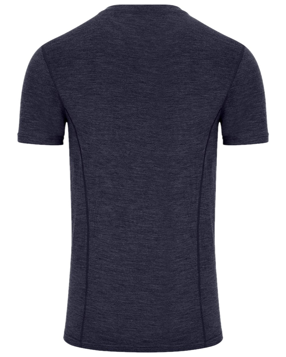 Navy Coloured Hoggs of Fife 100% Merino Wool Short Sleeve Crew Neck Base Layer on white background 