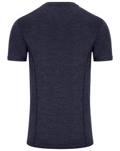 Navy Coloured Hoggs of Fife 100% Merino Wool Short Sleeve Crew Neck Base Layer on white background 