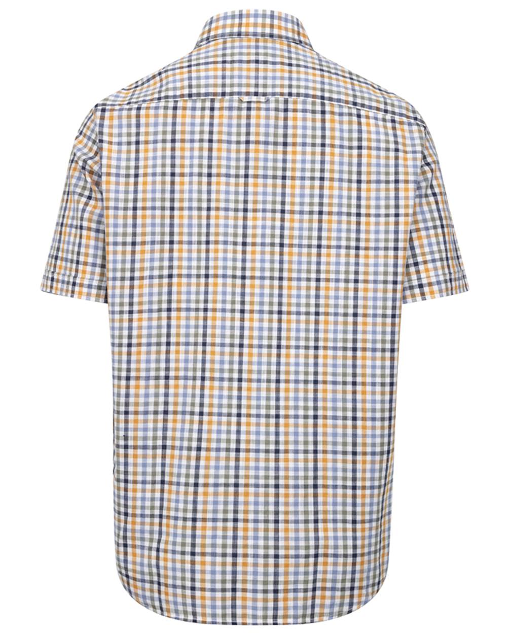 Blue Basil Gold coloured Hoggs of Fife Aberdour Short Sleeve Shirt on white background 