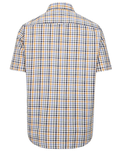 Blue Basil Gold coloured Hoggs of Fife Aberdour Short Sleeve Shirt on white background 