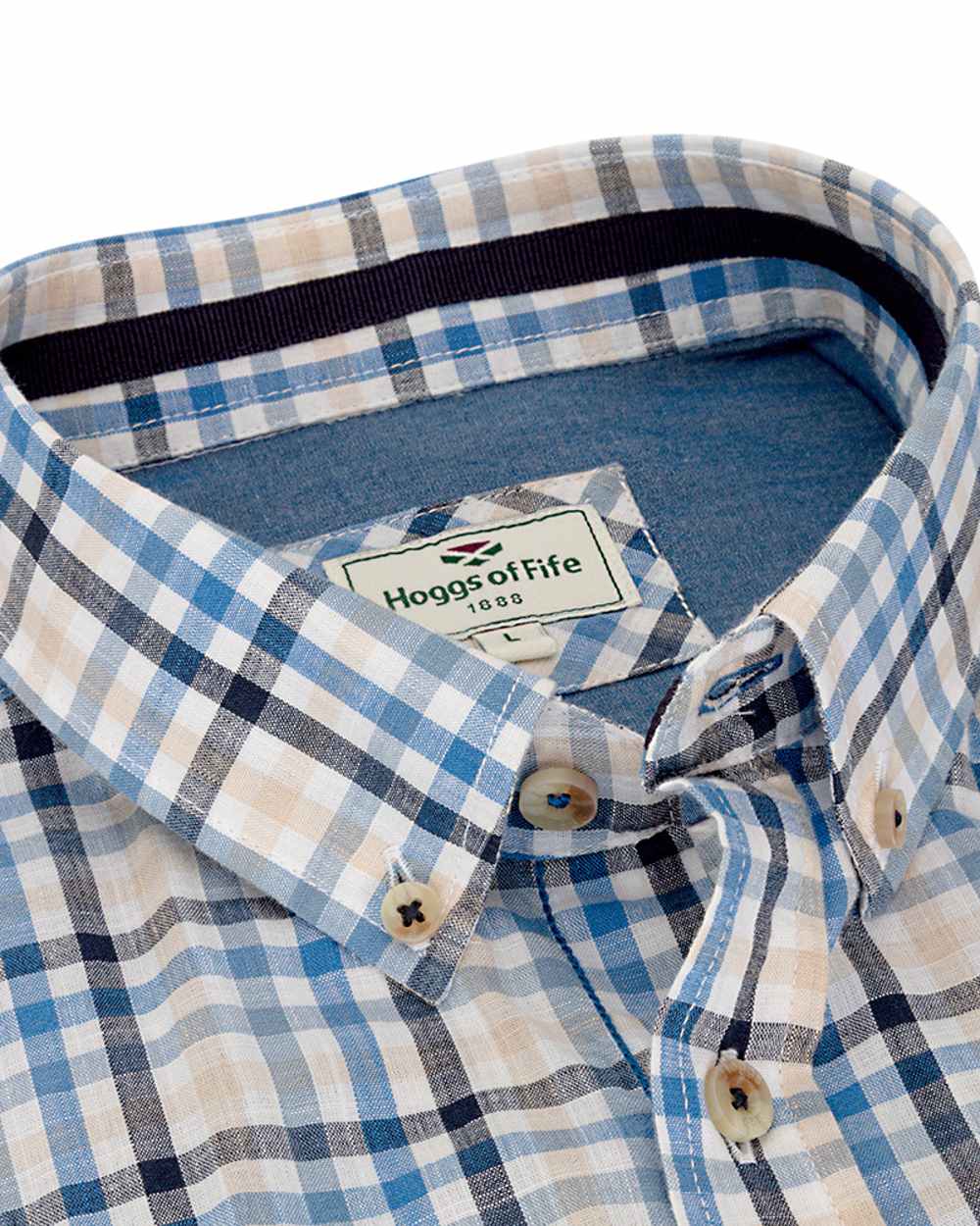 Hoggs Of Fife Becky II – Camicia Da Donna In Cotone Rosa E Blu – Tessuto Morbido E Leggero, Vestibilità Semiaderente Con Dettagli Smerlati