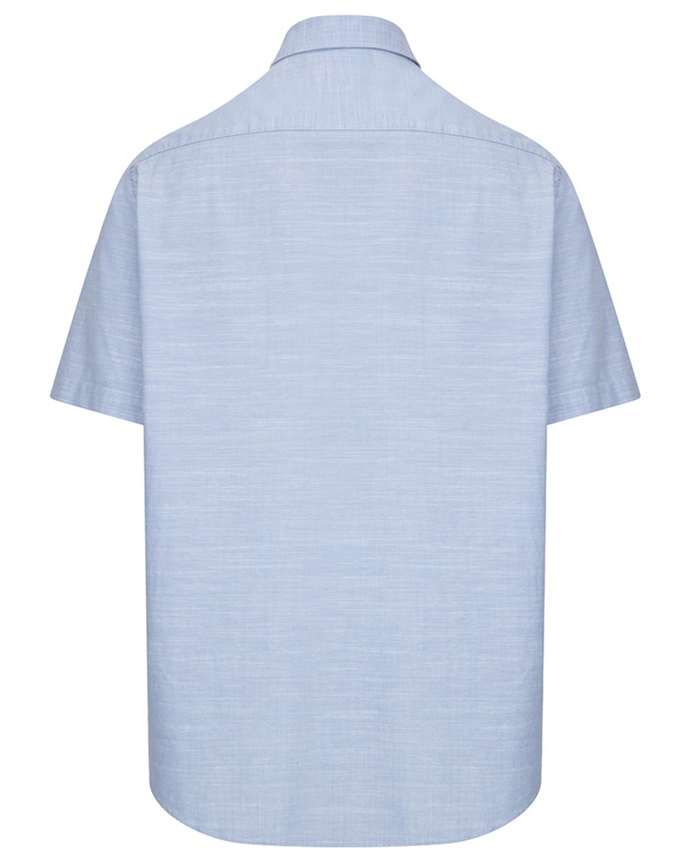 Plain Blue coloured Hoggs of Fife Aberdour Short Sleeve Shirt on white background 