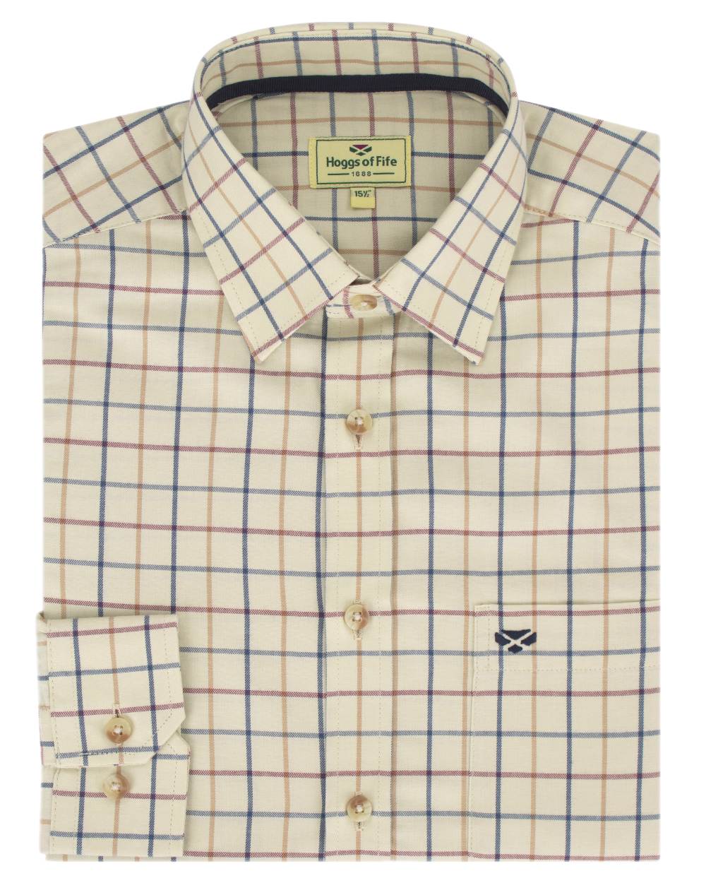 Ivory Tattersall Coloured Hoggs of Fife Ambassador Tattersall Shirt on white background 