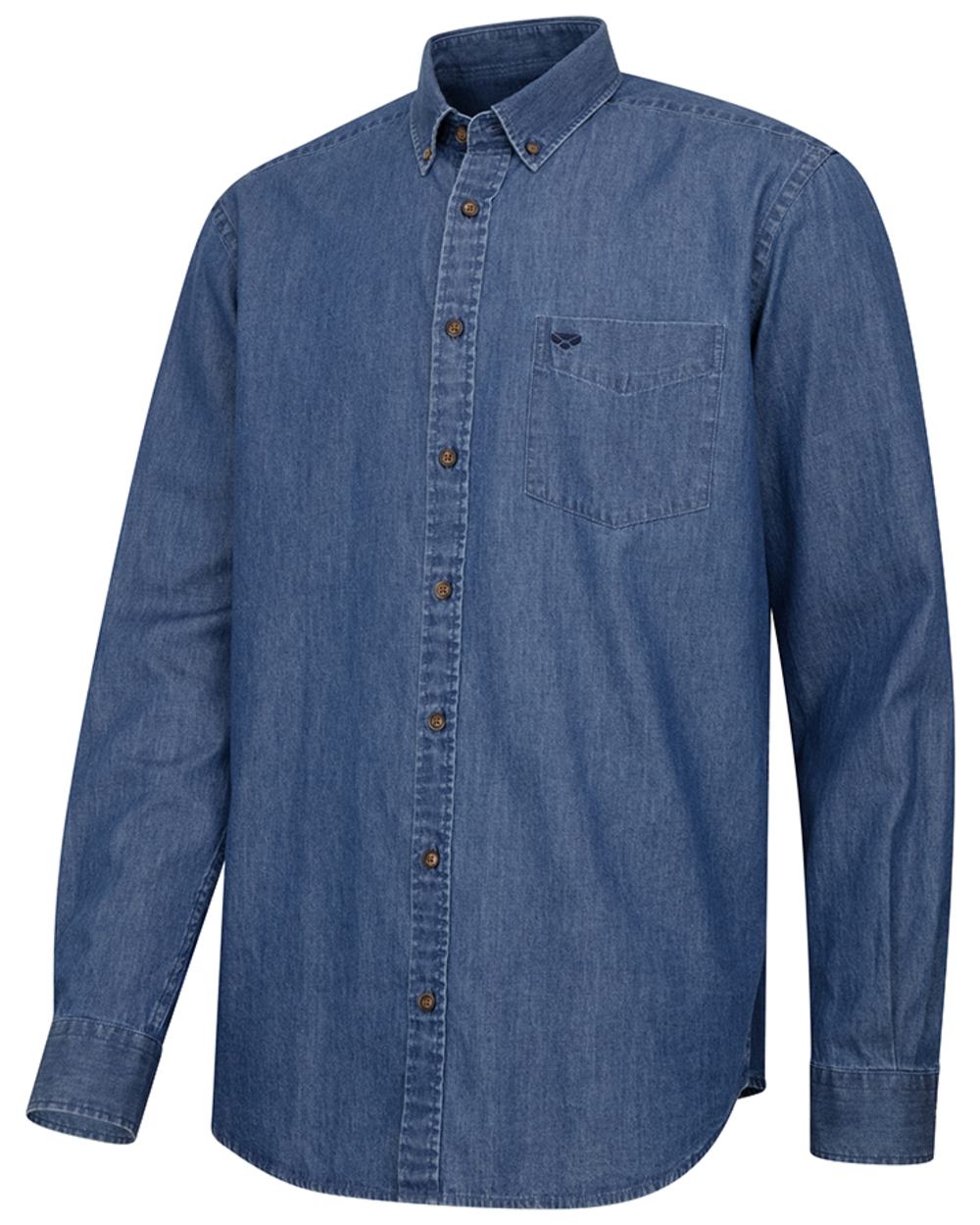 Mid Blue Wash coloured Hoggs of Fife Archerfield Denim Shirt on white background 