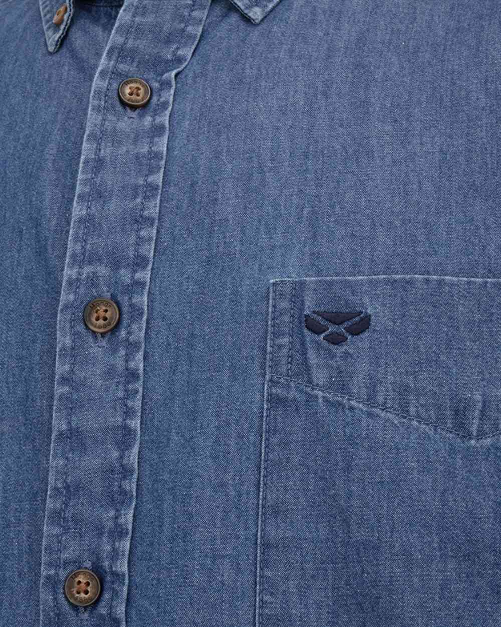 Mid Blue Wash coloured Hoggs of Fife Archerfield Denim Shirt on white background 