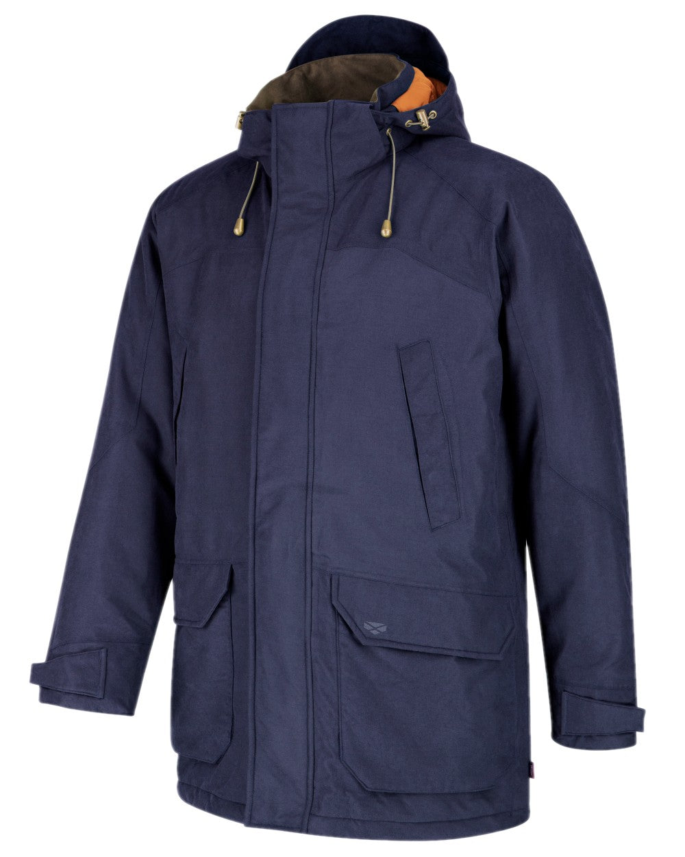 Navy Coloured Hoggs of Fife Argyll Waterproof Parka on white background 