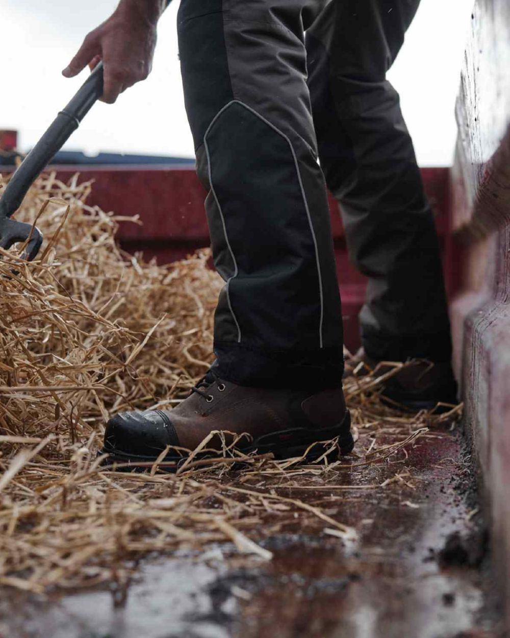 Crazy Horse Brown Coloured Hoggs of Fife Artemis Safety Lace-up Boots on floor background 