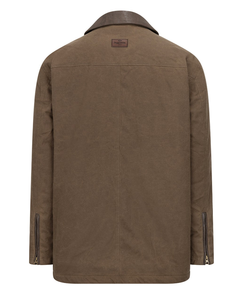 Rock Coloured Hoggs of Fife Balerno Waxed Canvas Barn Coat on white background 