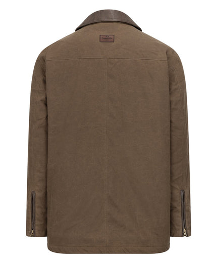 Rock Coloured Hoggs of Fife Balerno Waxed Canvas Barn Coat on white background 