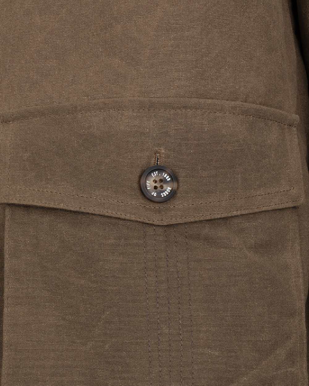 Rock Coloured Hoggs of Fife Balerno Waxed Canvas Barn Coat on white background 