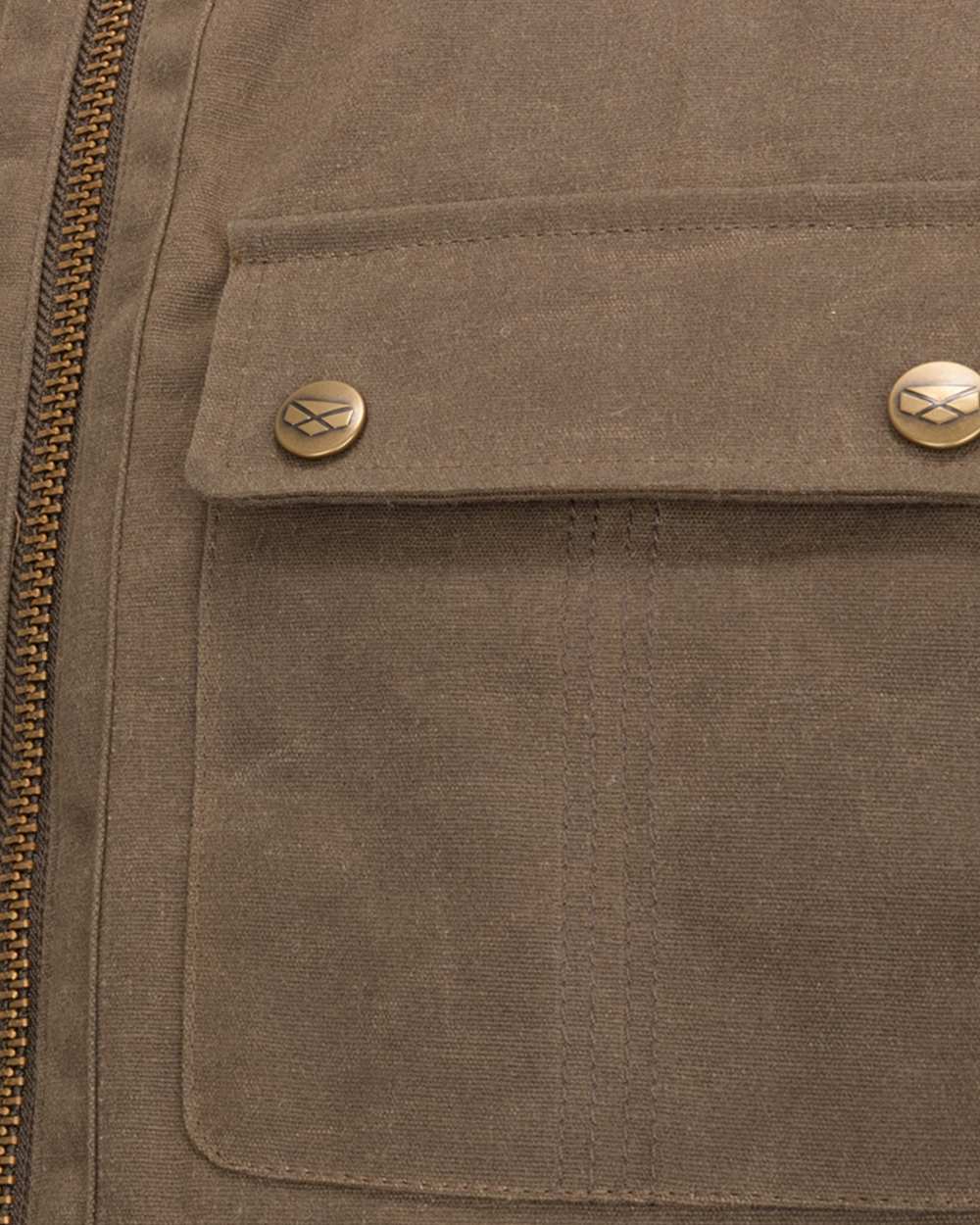 Rock Coloured Hoggs of Fife Balfour Waxed Canvas Gilet on white background 