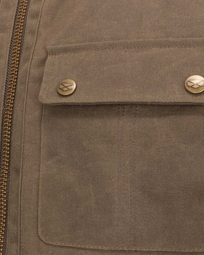 Rock Coloured Hoggs of Fife Balfour Waxed Canvas Gilet on white background 