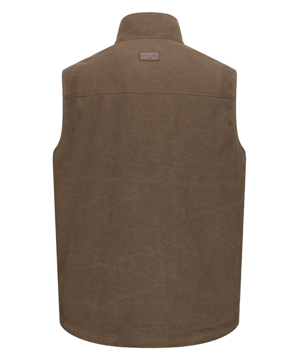 Rock Coloured Hoggs of Fife Balfour Waxed Canvas Gilet on white background 