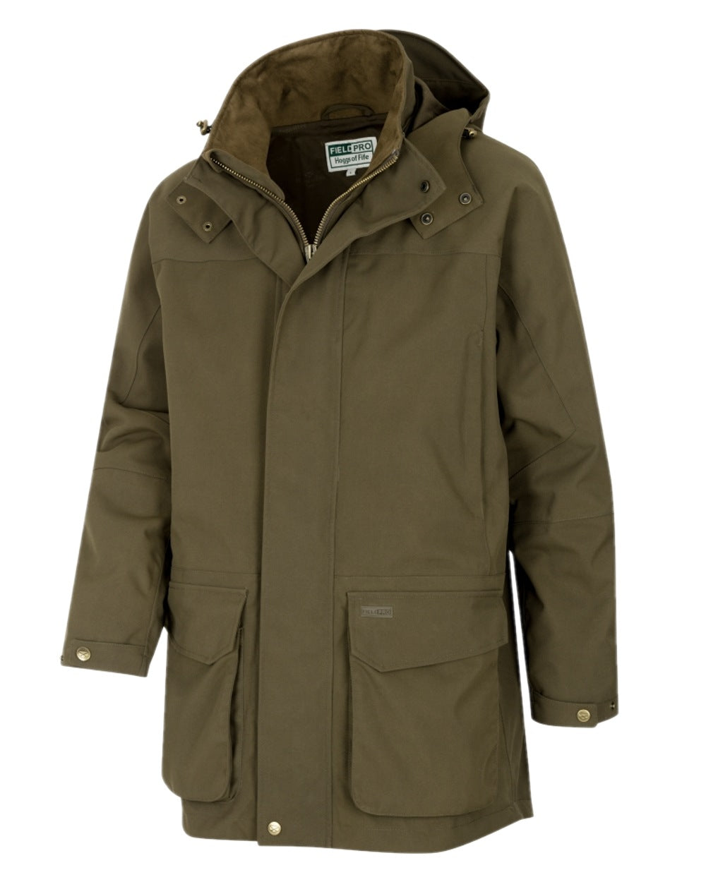 Green Coloured Hoggs of Fife Ballater Waterproof Field Jacket on white background 