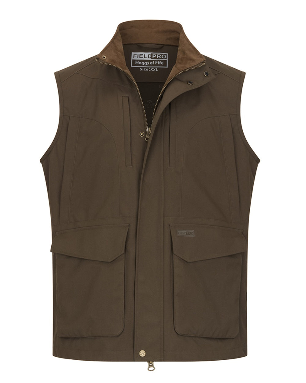 Green Coloured Hoggs of Fife Ballater Waterproof Field Waistcoat on white background 