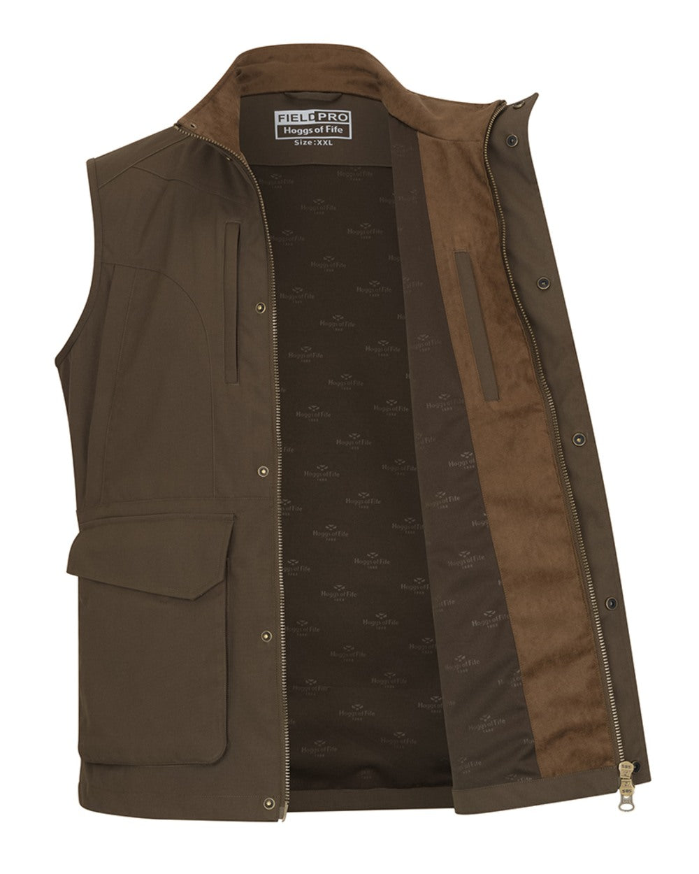 Green Coloured Hoggs of Fife Ballater Waterproof Field Waistcoat on white background 