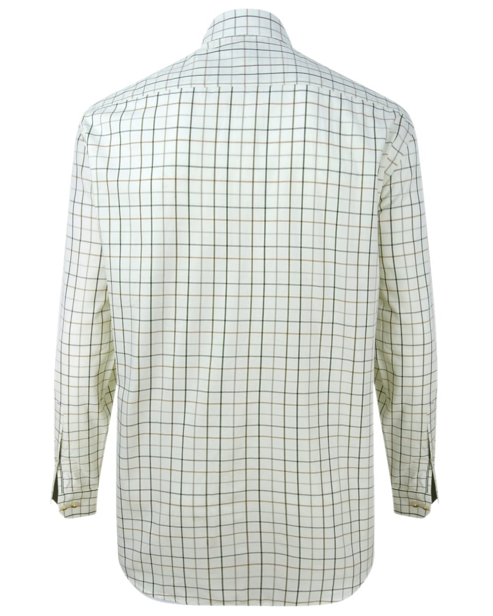 Green Brown Coloured Hoggs of Fife Balmoral Luxury Tattersall Shirt on white background 