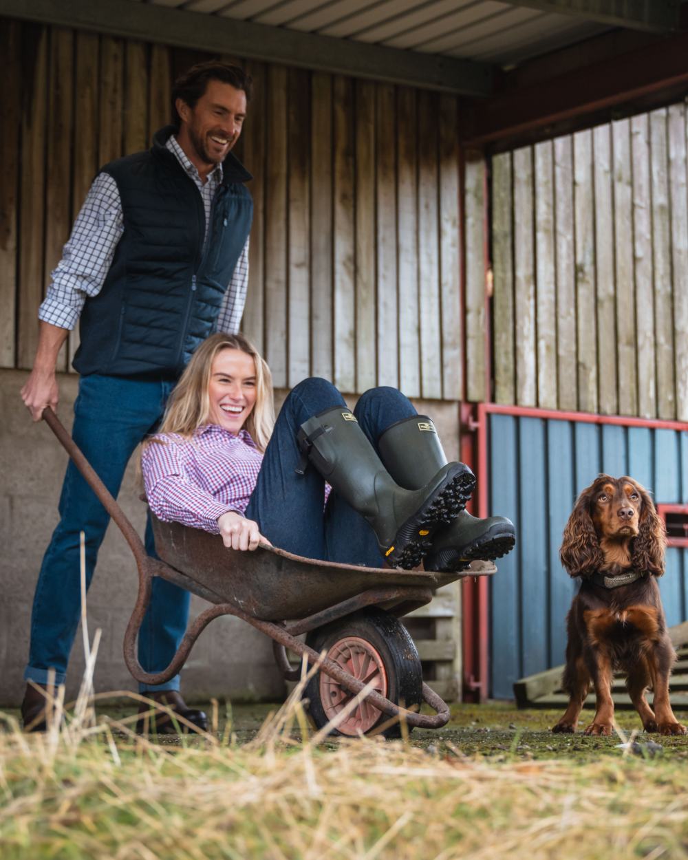 Violet Cerise Coloured Hoggs of Fife Becky II Shirt on countryside background 