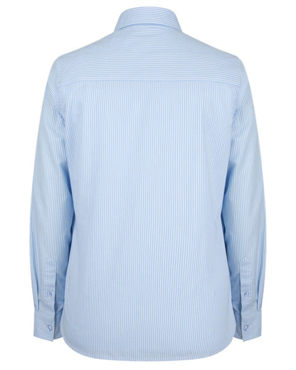 Blue Stripe Coloured Hoggs of Fife Bonnie II Ladies Cotton Shirt on white background 