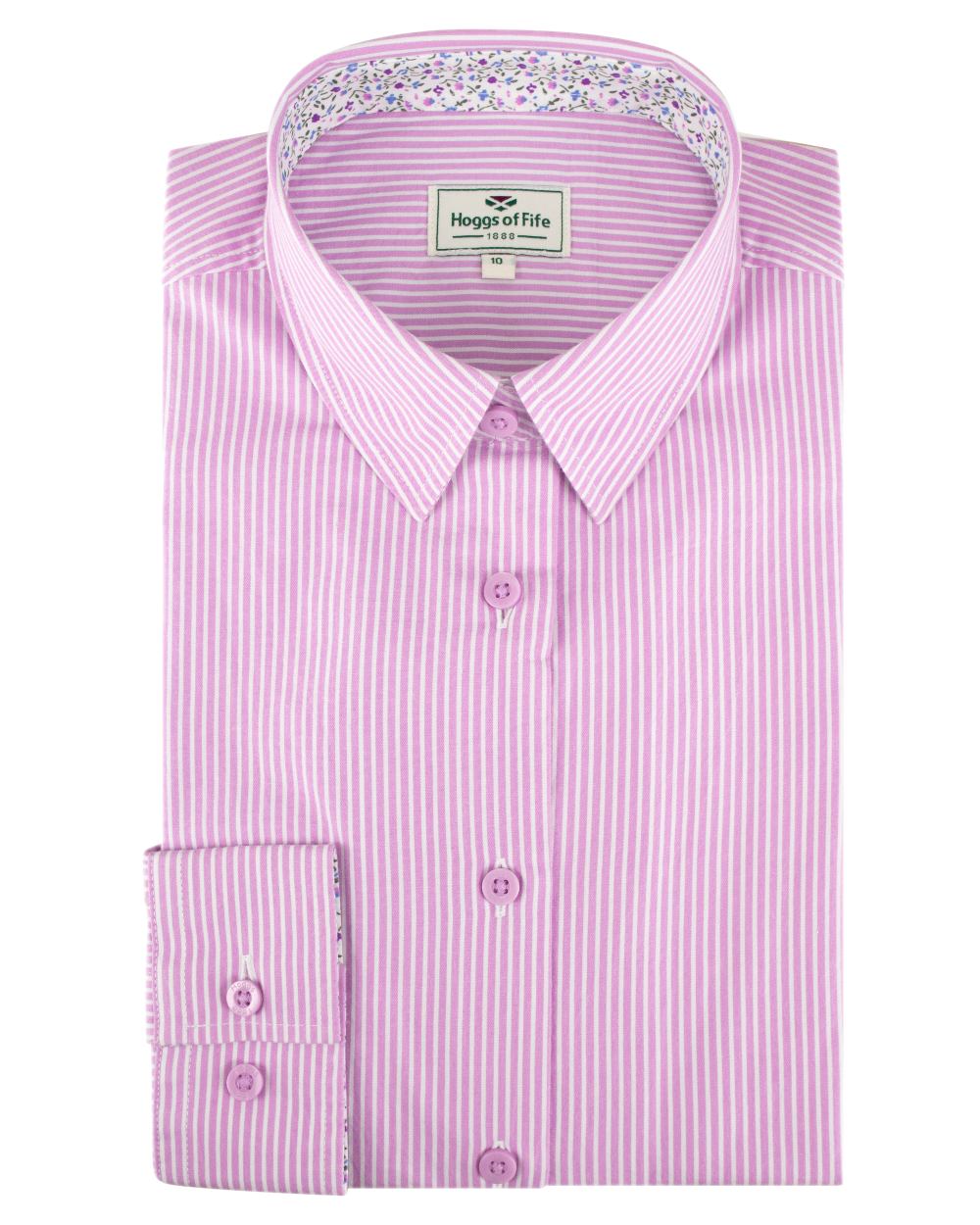 Lavender Stripe Coloured Hoggs of Fife Bonnie II Ladies Cotton Shirt on white background 