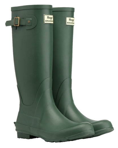 Green Coloured Hoggs of Fife Braemar Wellingtons on white background 