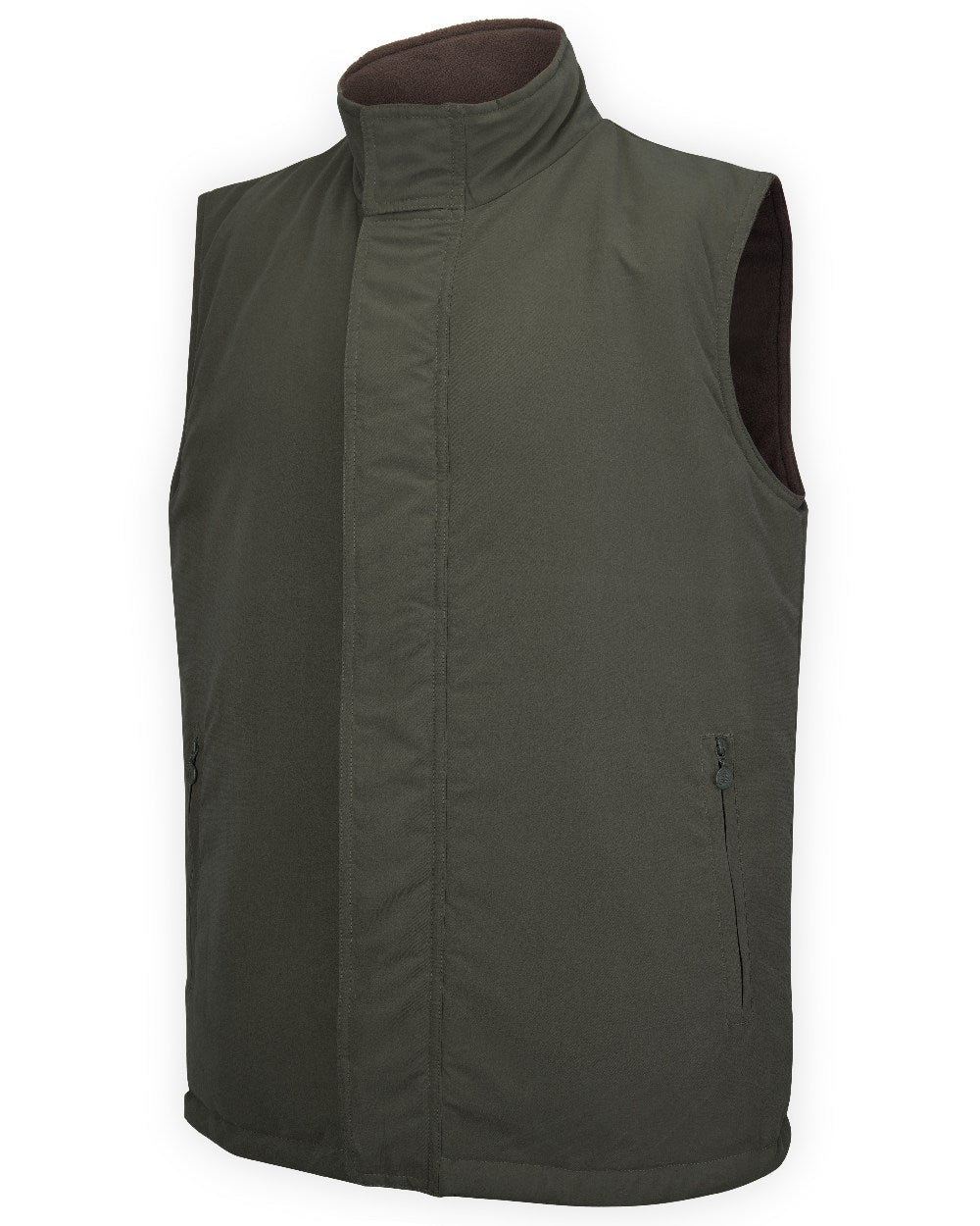 Loden Green Coffee Coloured Hoggs of Fife Breezer II Reversible Bodywarmer on white background 