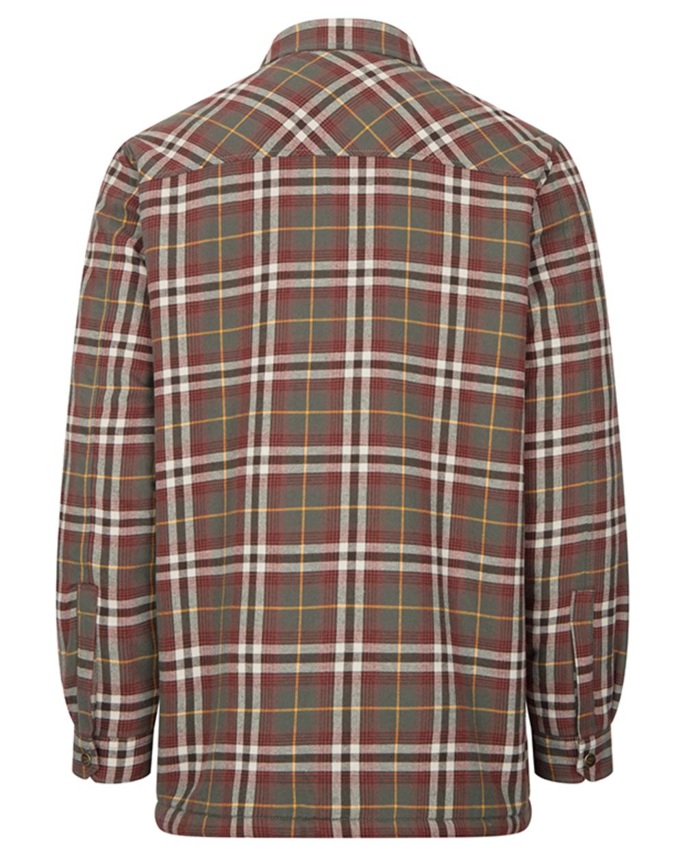 Rust Check Coloured Hoggs of Fife Brunton Fleece Shacket on white background 