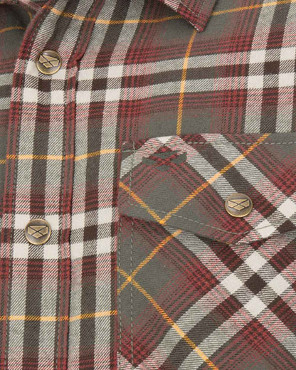 Rust Check Coloured Hoggs of Fife Brunton Fleece Shacket on white background 