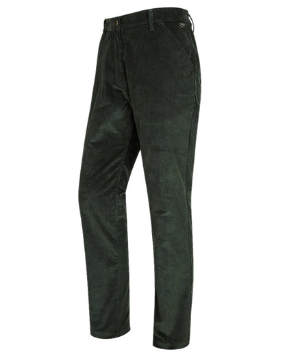 Racing Green Coloured Hoggs of Fife Cairnie Comfort Stretch Cord Trousers on white background 