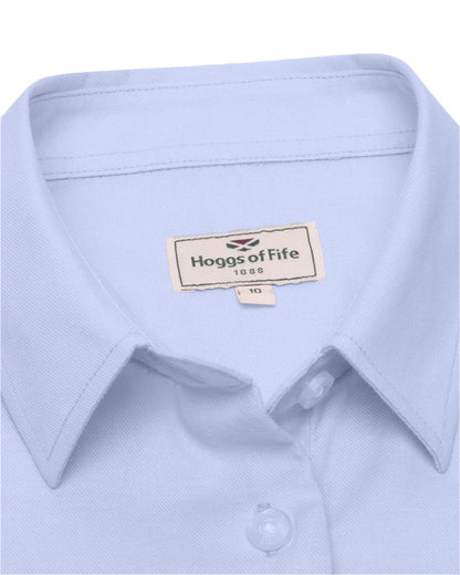 Blue Coloured Hoggs of Fife Callie Twill Ladies Check Shirt on white background 