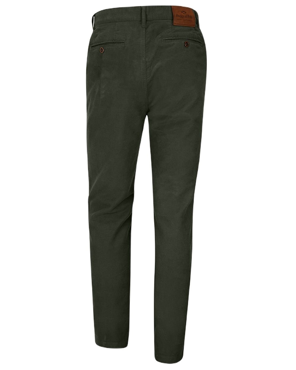 Dark Olive coloured Hoggs of Fife Carrick Stretch Technical Moleskin Trousers on white background 