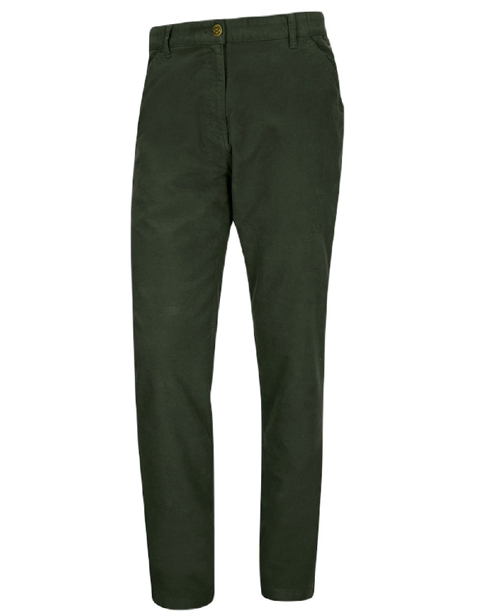 Dark Olive Coloured Hoggs of Fife Carrick Stretch Technical Moleskin Trousers on white background 