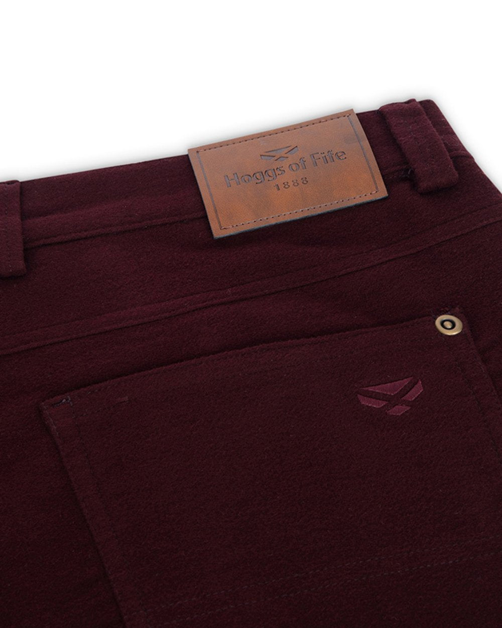 Malbec Coloured Hoggs of Fife Carrick Stretch Technical Moleskin Trousers on white background 