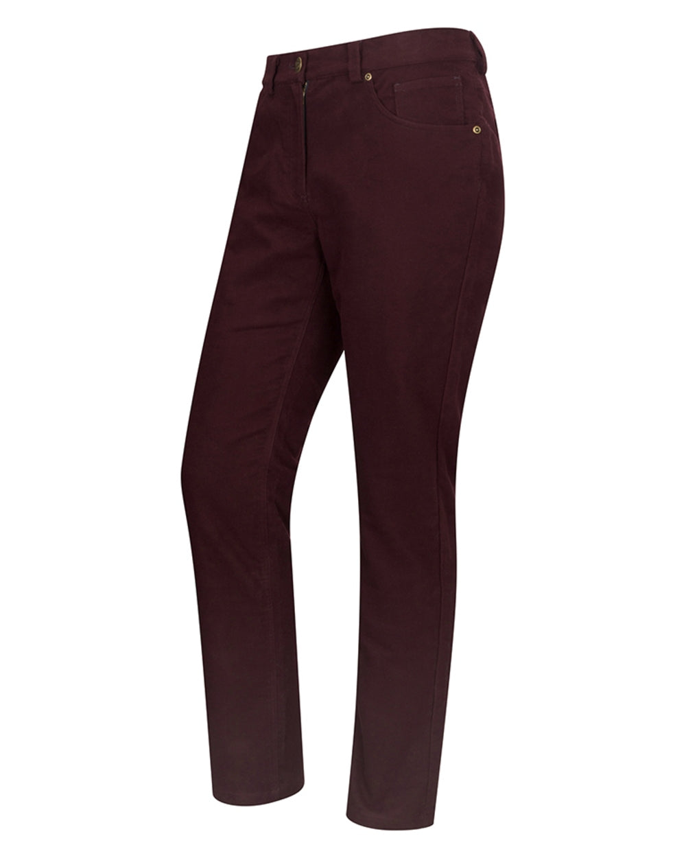 Malbec Coloured Hoggs of Fife Carrick Stretch Technical Moleskin Trousers on white background 