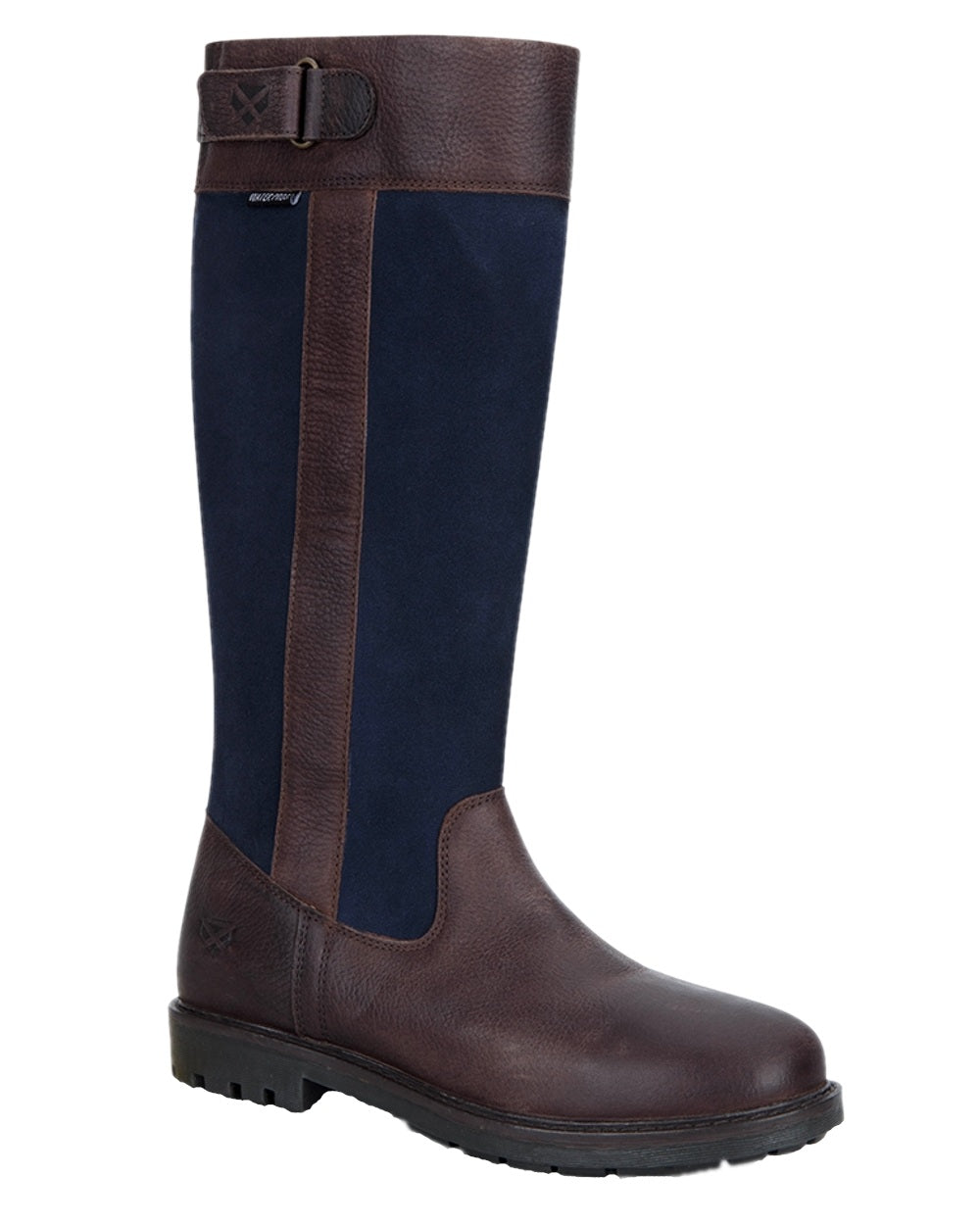 Dark Brown Navy Coloured Hoggs of Fife Cleveland II Womens Country Boots on white background 