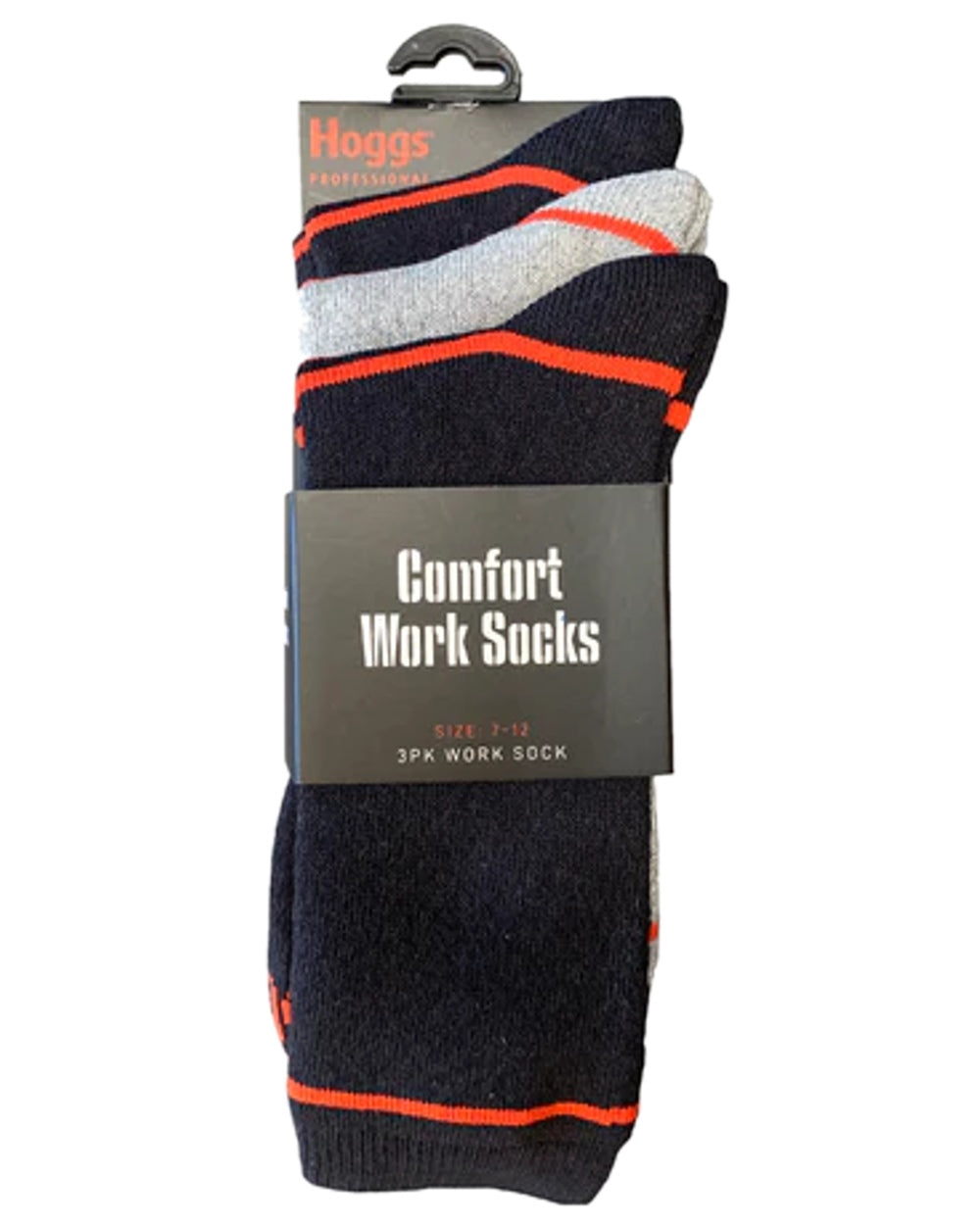 Black Grey Coloured Hoggs of Fife Comfort Cotton Work Socks | Triple Pack on white background 