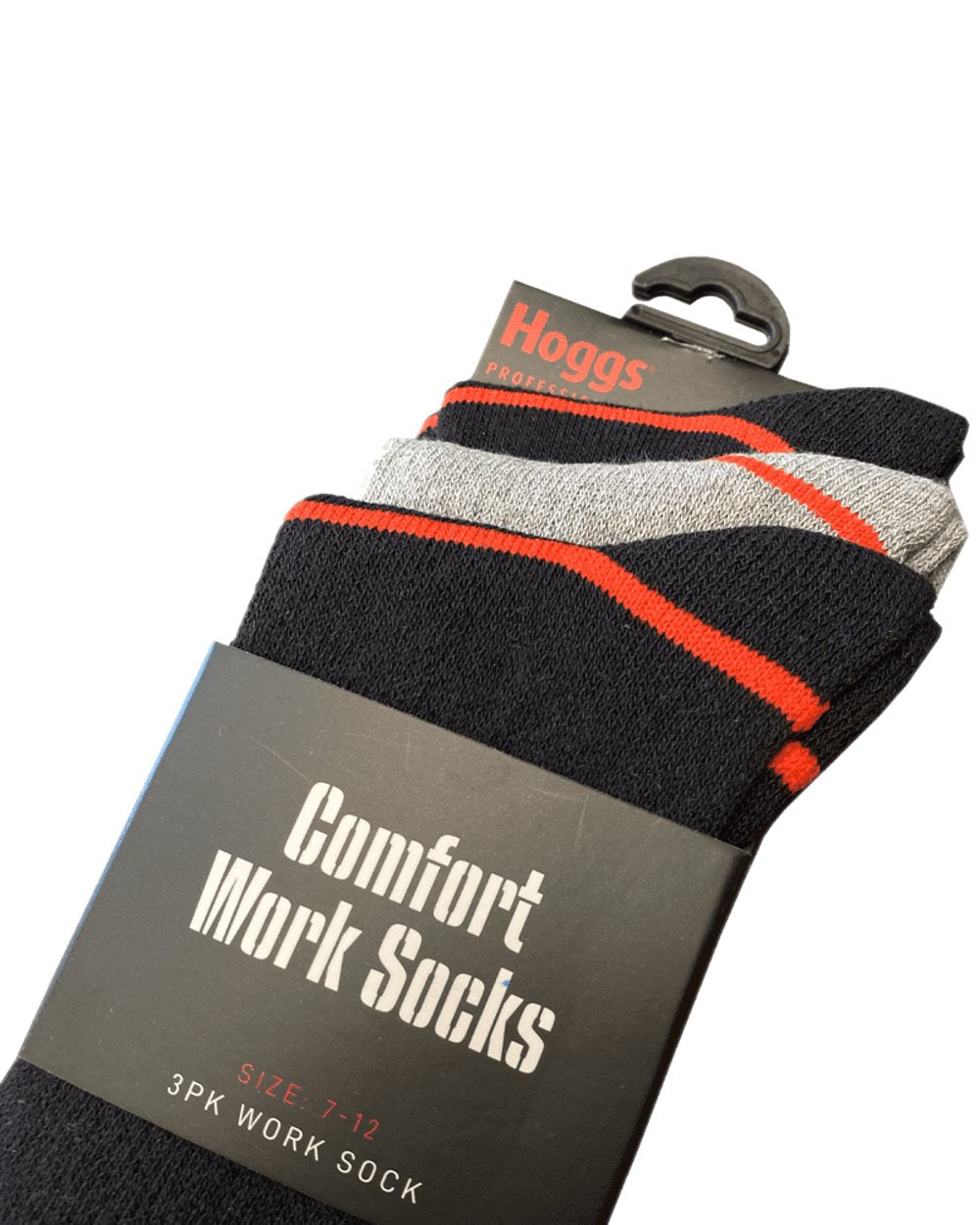 Black Grey Coloured Hoggs of Fife Comfort Cotton Work Socks Triple Pack on white background 