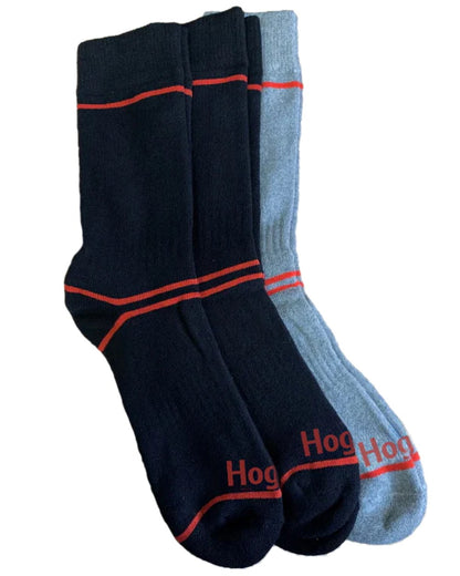 Black Grey Coloured Hoggs of Fife Comfort Cotton Work Socks | Triple Pack on white background 