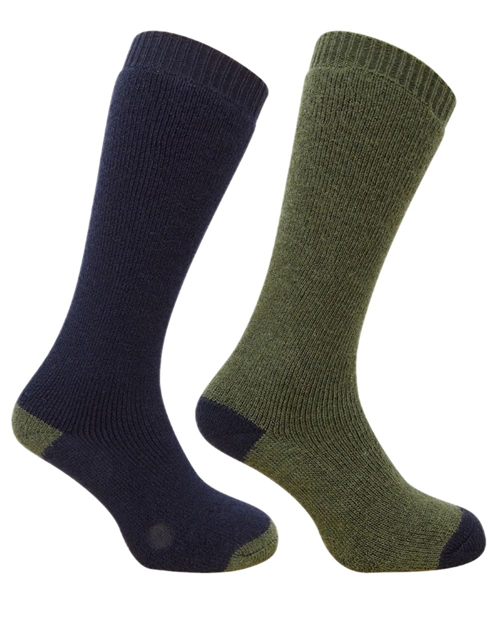 Dark Green Dark Navy Coloured Hoggs of Fife Country Long Socks Twin Pack on white background 