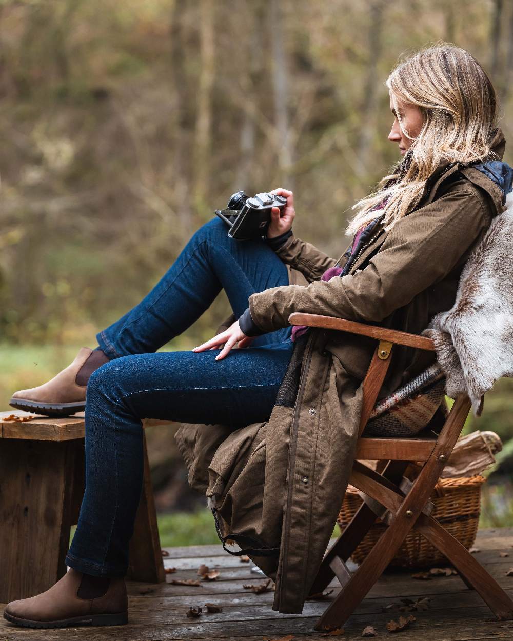 Indigo Coloured Hoggs of Fife Dee Stretch Denim Jeans on outdoor background 