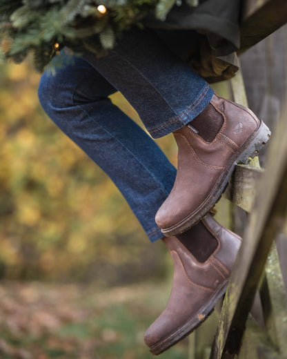 Indigo Coloured Hoggs of Fife Dee Stretch Denim Jeans on outdoor background 