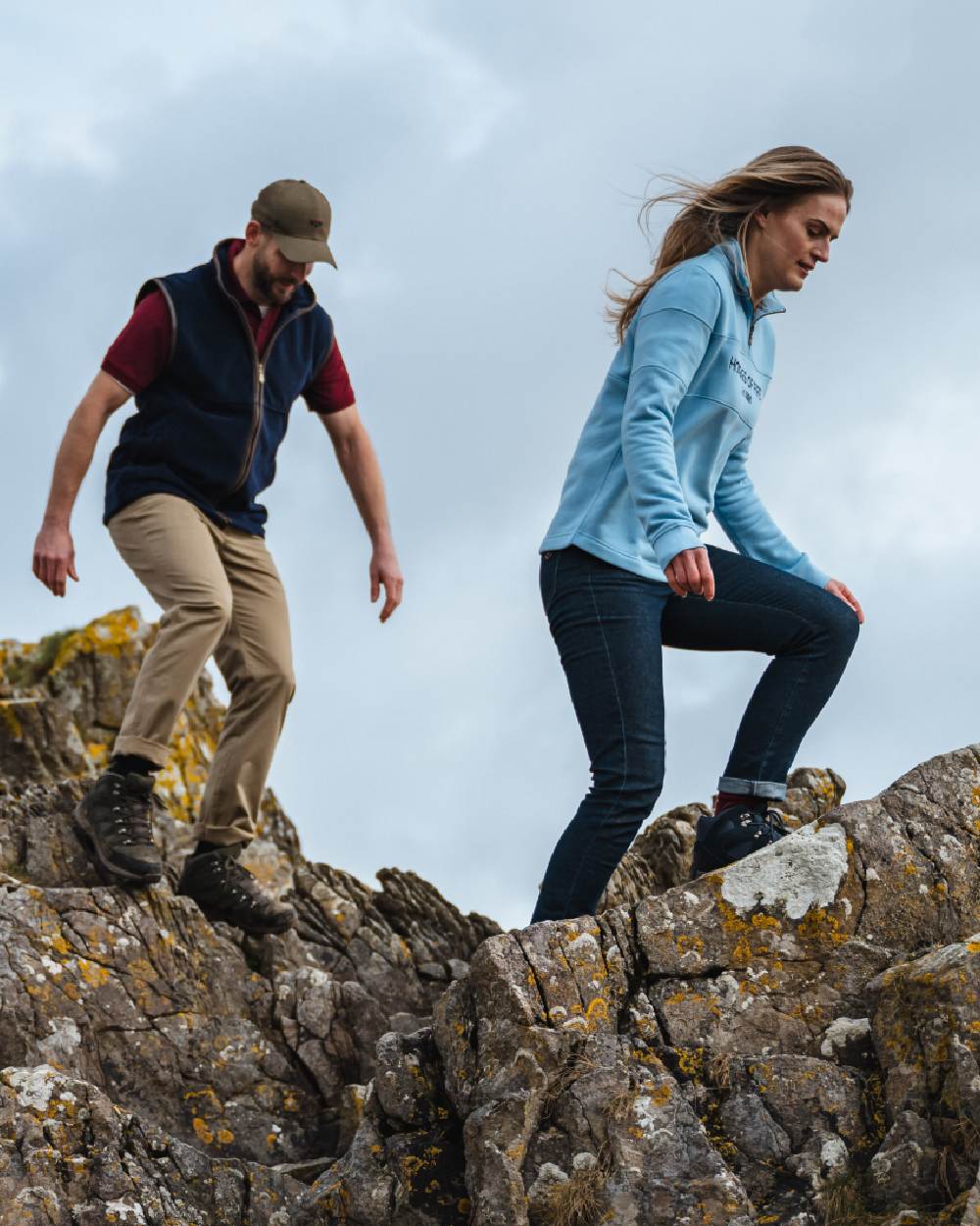 Indigo Coloured Hoggs of Fife Dee Stretch Denim Jeans on mountain background 