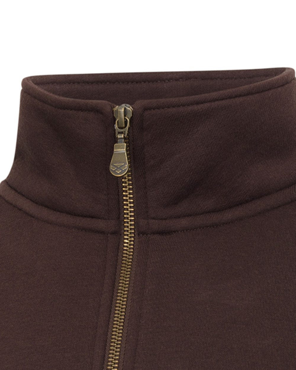 Brown White Brown coloured Hoggs of Fife Dumfries 1888 Mens Quarter Zip Sweatshirt on white background 