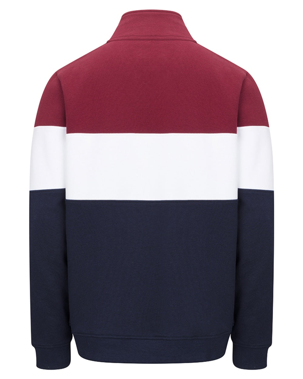 Burgundy White Navy Coloured Hoggs of Fife Dumfries 1888 Mens Quarter Zip Sweatshirt on white background 
