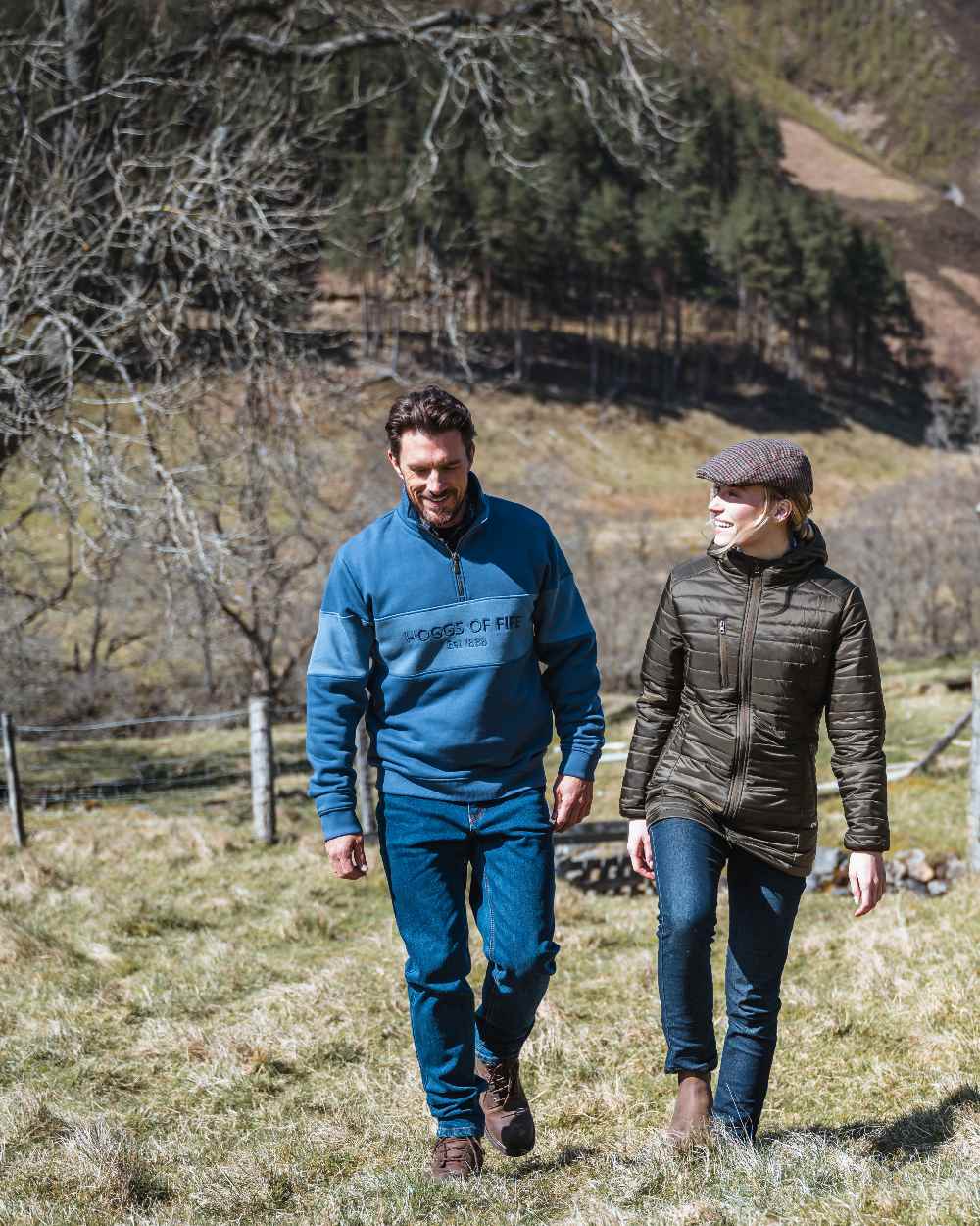 Sea Blue Vintage Blue Coloured Hoggs of Fife Dumfries 1888 Mens Quarter Zip Sweatshirt on mountain background 
