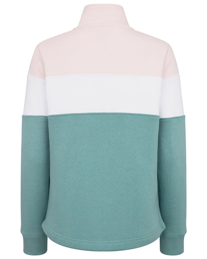 Mineral Blue Pink coloured Hoggs of Fife Dumfries 1888 Womens Quarter Zip Sweatshirt on white background 