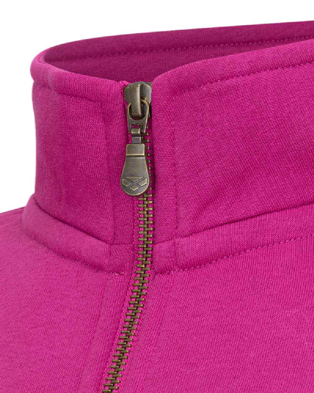 Berry White Navy Coloured Hoggs of Fife Dumfries 1888 Womens Quarter Zip Sweatshirt on white background 