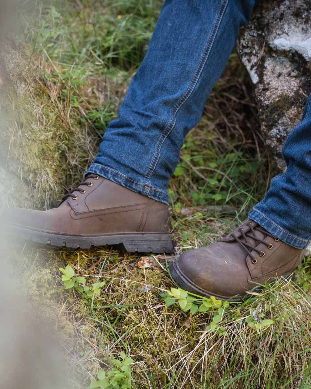Mahogany Coloured Hoggs of Fife Dundas Lace Boots on outdoor background 